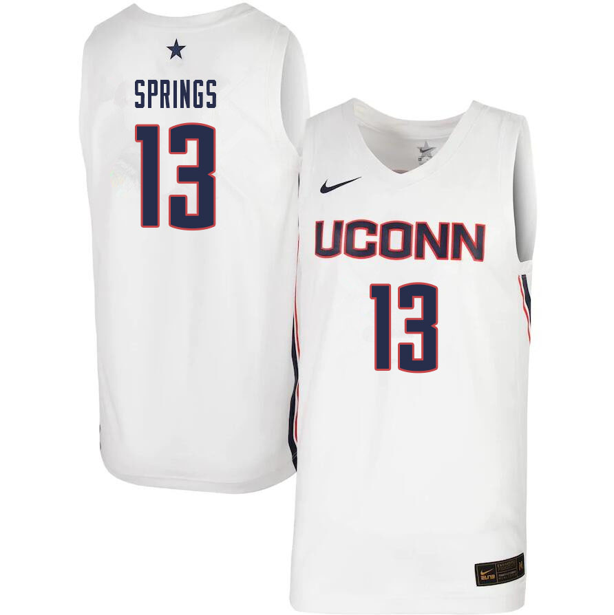 Men #13 Richie Springs Uconn Huskies College Basketball Jerseys Sale-White
